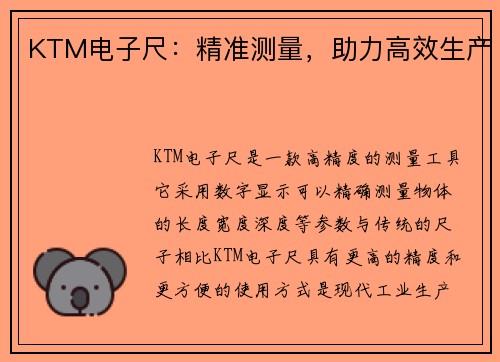 KTM电子尺：精准测量，助力高效生产